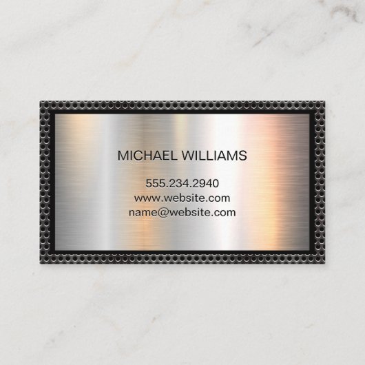 Monogram Grill Pattern Chrome Metallic Banner Visitekaartje (Achterkant)