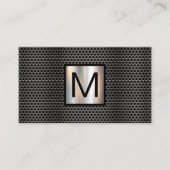 Monogram Grill Pattern Chrome Metallic Banner Visitekaartje (Voorkant)