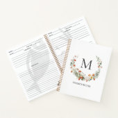 Monogram grillige bloemen botanische familie recep notitieboek (Binnen)