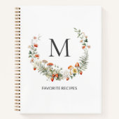 Monogram grillige bloemen botanische familie recep notitieboek (Voorkant)