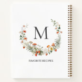 Monogram grillige bloemen botanische familie recep notitieboek (Achterkant)