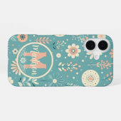 Monogram grillige bloemen iPhone 16 hoesje (Achterkant horizontaal)