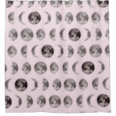 Monogram grillige Dromerige Maan Fasen Geschenken Douchegordijn (Voorkant)