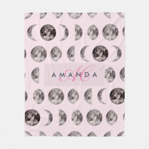 Monogram grillige Dromerige Maan Fasen Geschenken Fleece Deken