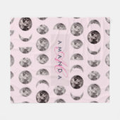 Monogram grillige Dromerige Maan Fasen Geschenken Fleece Deken (Voorkant (Horizontaal))