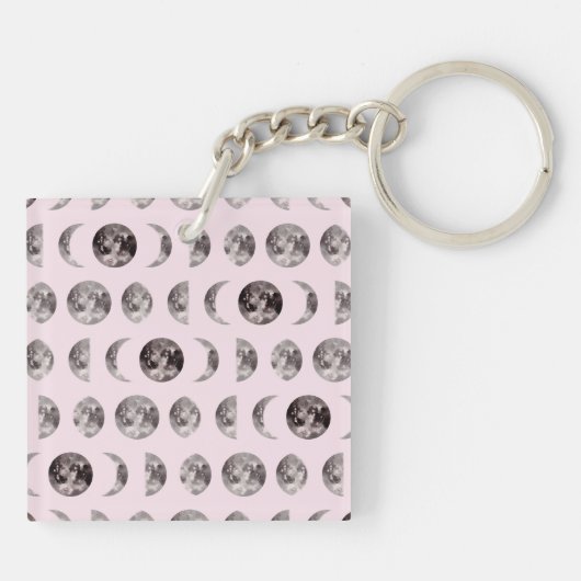 Monogram grillige Dromerige Maan Fasen Geschenken Sleutelhanger (Achterkant)