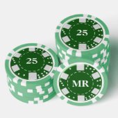 Monogram Groen 25 Poker Chips (Opstapeling)
