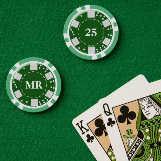 Monogram Groen 25 Poker Chips (Pokertafel (Dubbel))
