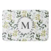 Monogram groen blad Waterverf Badmat (Voorkant)