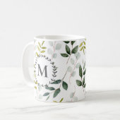 Monogram groen blad Waterverf Koffiemok (Voorkant links)