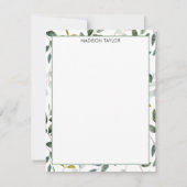 Monogram groen blad Waterverf Notitiekaartje (Voorkant)