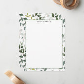 Monogram groen blad Waterverf Notitiekaartje (Voorkant / Achterkant in situ)