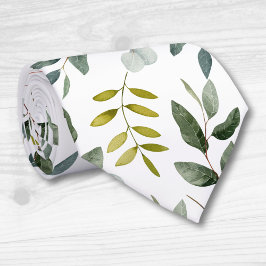 Monogram groen blad Waterverf Stropdas