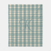 Monogram Groen Blauw Beige Tartan Buffalo Plaid Fleece Deken (Voorkant)