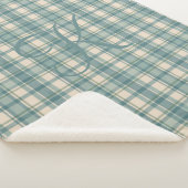 Monogram Groen Blauw Beige Tartan Buffalo Plaid Sherpa Deken (3/4)