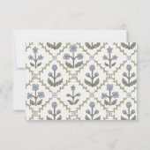 Monogram Groen Blauw Bloemen Stationery Set Notitiekaartje (Achterkant)