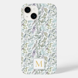 Monogram Groen Blauw Botanische Waterverf Case-Mate iPhone 14 Hoesje