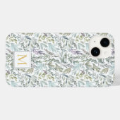 Monogram Groen Blauw Botanische Waterverf Case-Mate iPhone Case (Achterkant (horizontaal))