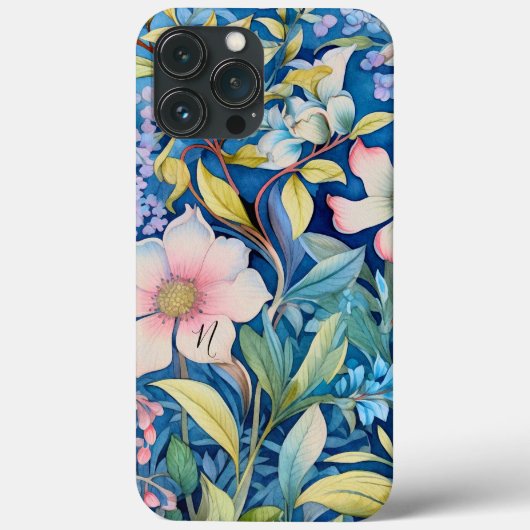 Monogram Groen Blauw Paarse Roze Bloemengroen Case-Mate iPhone Case (Achterkant)