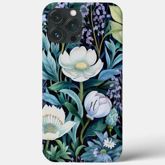 Monogram Groen Blauw Paarse Wit Bloemen Groen Case-Mate iPhone Case (Achterkant)