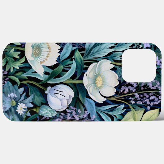 Monogram Groen Blauw Paarse Wit Bloemen Groen Case-Mate iPhone Case (Achterkant (horizontaal))