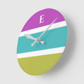 Monogram Groen Blauw Streep Hedendaagse Wandklok (Hoek)