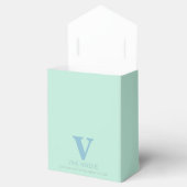 Monogram Groen Blauw Strepen Favor Box Bedankdoosjes (Geopend)