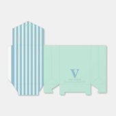 Monogram Groen Blauw Strepen Favor Box Bedankdoosjes (Uitgevouwen)