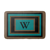 Monogram Groen Blauw Zwart Bruin Geometrisch Badmat (Voorkant)