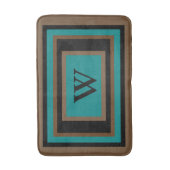 Monogram Groen Blauw Zwart Bruin Geometrisch Badmat (Voorkant Verticaal)