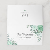 Monogram groen bloemen bruiloft plaatskaartje (Buitenkant ongevouwen)