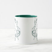 Monogram Groen Bloemenkrans Bruiloft Mok (Midden)