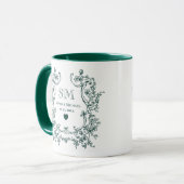 Monogram Groen Bloemenkrans Huwelijk Mok (Voorkant links)