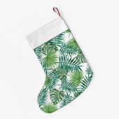 Monogram Groen Botanische Palmbladeren Kleine Kerstsok (Achterkant (Hangend))