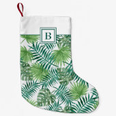 Monogram Groen Botanische Palmbladeren Kleine Kerstsok (Voorkant)