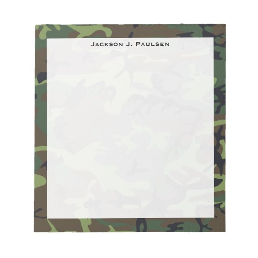 Monogram groen, bruin, zwart camouflage notitieblok (Voorkant)