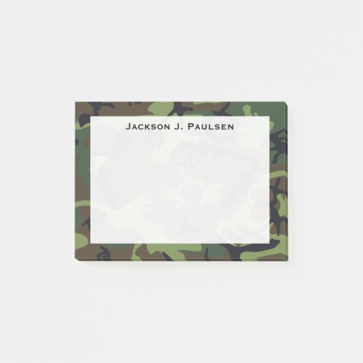 Monogram Groen, Bruin, Zwarte Camouflage Post-it® Notes (Voorkant)
