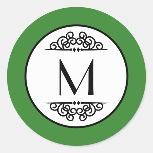 monogram groen - cirkelsticker ronde sticker (Voorkant)