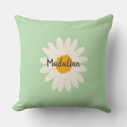 Monogram groen decor voor kinderen met zonnebloem kussen (Voorkant)