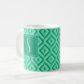 Monogram Groen Drietonig Diamantpatroon Koffiemok (Voorkant links)