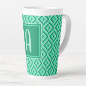 Monogram Groen Drietonig Diamantpatroon Latte Mok (Rechterhoek)