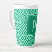 Monogram Groen Drietonig Diamantpatroon Latte Mok (Linkerhoek)