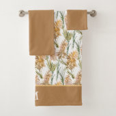 Monogram groen en bruin Pampas Grass Pattern Bad Handdoek (Insitu)