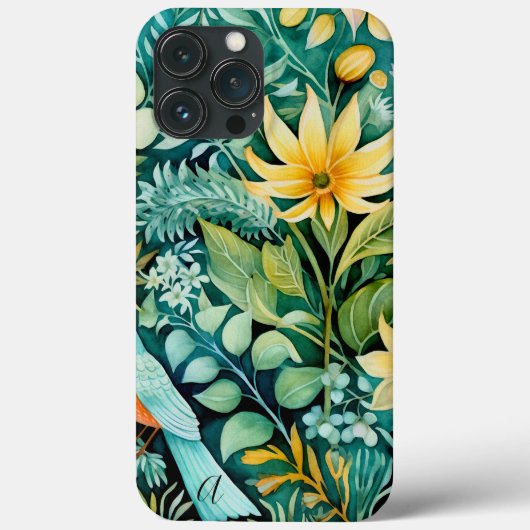 Monogram Groen en Geel Bloemengroen Case-Mate iPhone Case (Achterkant)