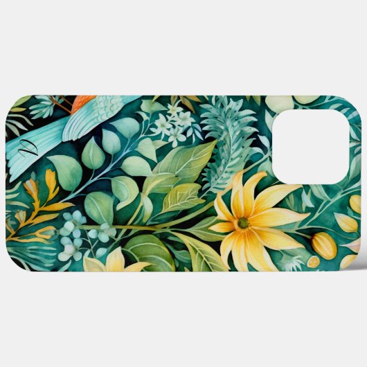 Monogram Groen en Geel Bloemengroen Case-Mate iPhone Case (Achterkant (horizontaal))