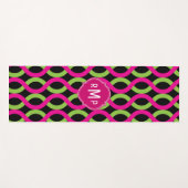 Monogram Groen en Roze Golven Patroon Yogamat (Voorkant (horizontaal))
