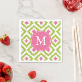 Monogram Groen en Roze Ikat Diamanten Patroon Servet (Insitu)
