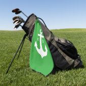 Monogram groen en wit anker golfhanddoek (Groen)