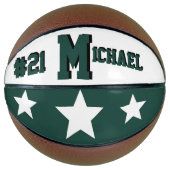 Monogram groen en wit basketbal (Voorkant)