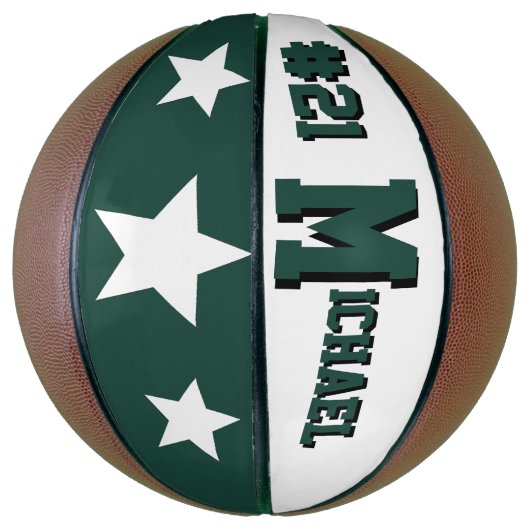 Monogram groen en wit basketbal (Verticaal)